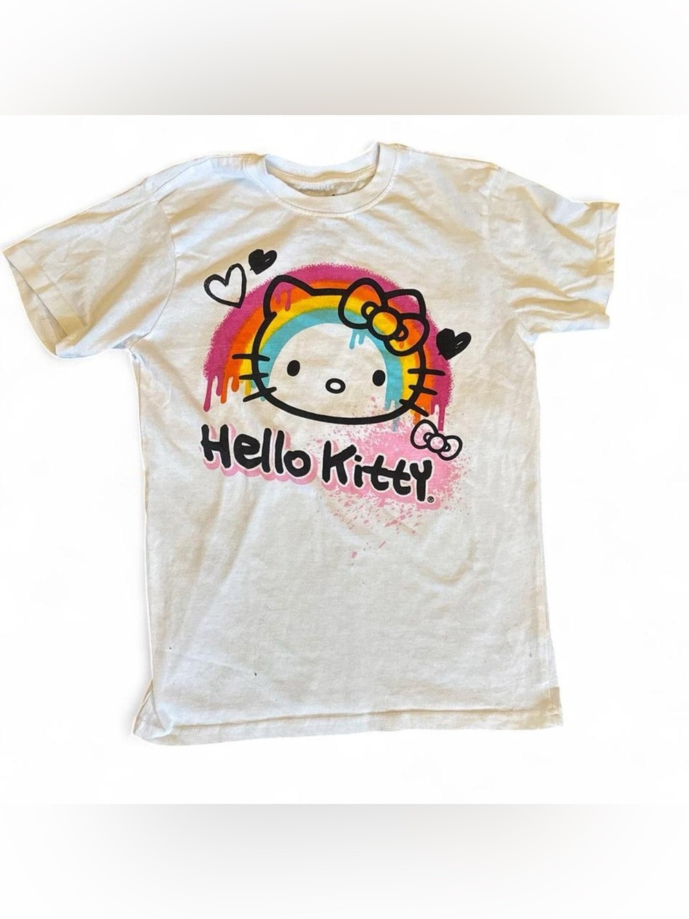 Hello Kitty Rainbow Graphic T-Shirt | White Sanrio Y2K Kawaii Tee